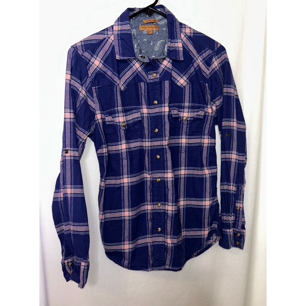 Jachs Girlfriend Womens Small Plaid Western‎ Shirt Long Sleeve Snap Button Up